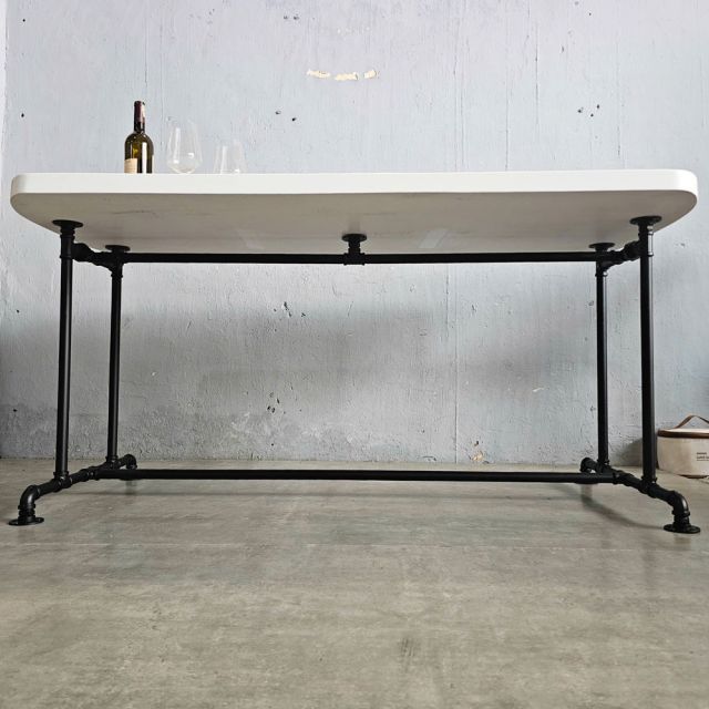Bàn ăn chữ nhật 160x80cm gỗ thông chân ống nước PPF015