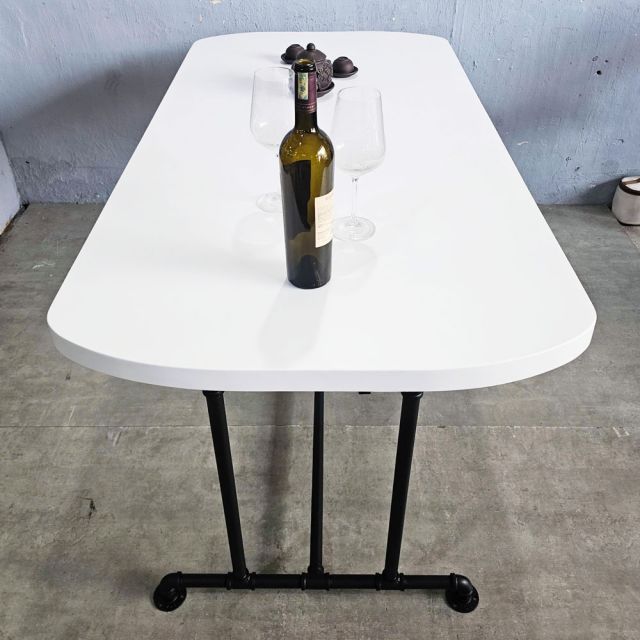 Bàn ăn chữ nhật 160x80cm gỗ thông chân ống nước PPF015