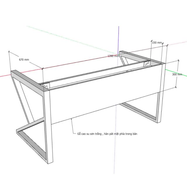 Bàn làm việc có ngăn kéo 140x70cm gỗ plywood chân chữ K BD68140