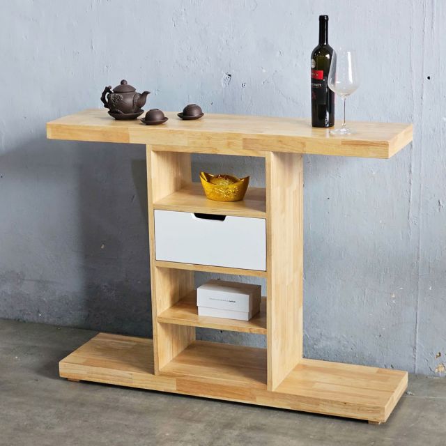 Bàn trang trí phòng khách có ngăn kéo 110x30x85cm gỗ cao su CST063