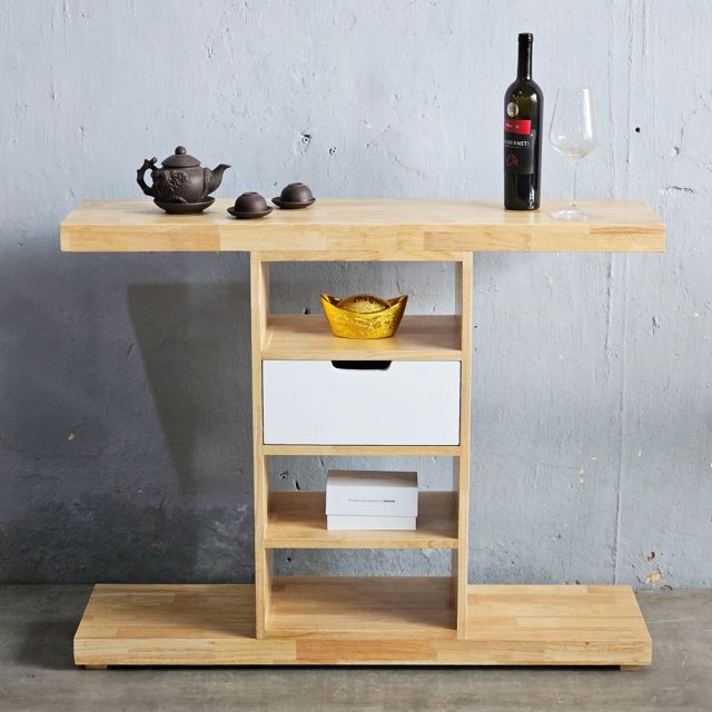 Bàn trang trí phòng khách có ngăn kéo 110x30x85cm gỗ cao su CST063