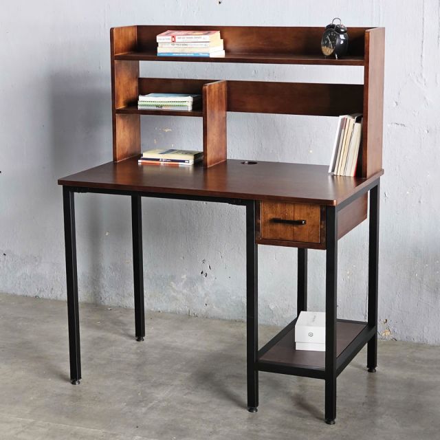 Bàn học liền kệ sách 100x60x125cm gỗ cao su FD68071