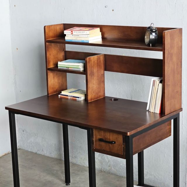 Bàn học liền kệ sách 100x60x125cm gỗ cao su FD68071