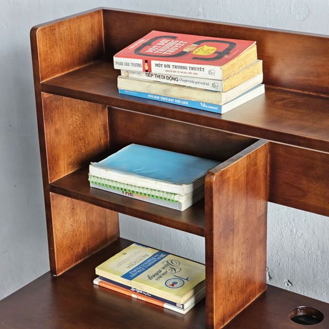 Bàn học liền kệ sách 100x60x125cm gỗ cao su FD68071