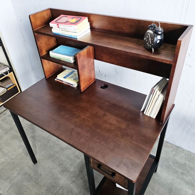 Bàn học liền kệ sách 100x60x125cm gỗ cao su FD68071