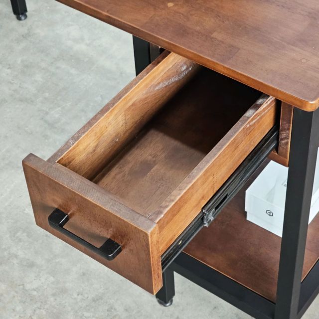 Bàn làm việc liền kệ 120x60cm gỗ cao su BD68139