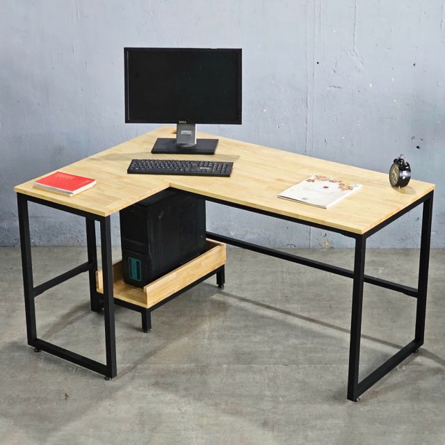 Bàn máy tính góc L 140x100cm gỗ cao su CD68035