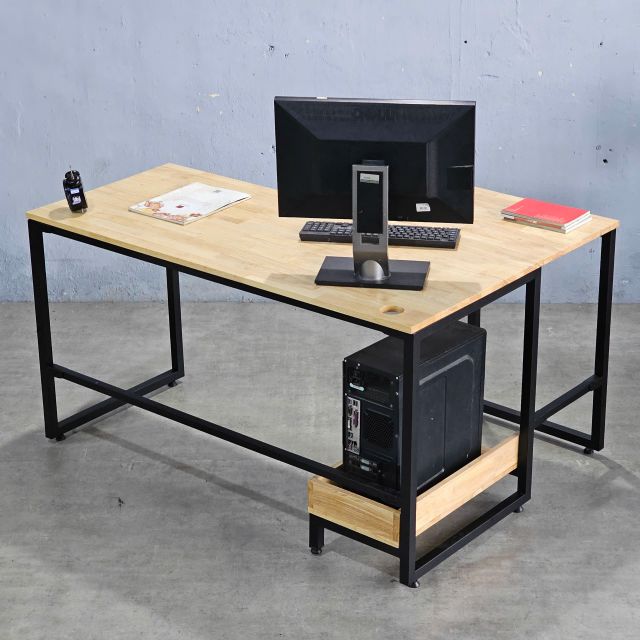 Bàn máy tính góc L 140x100cm gỗ cao su CD68035
