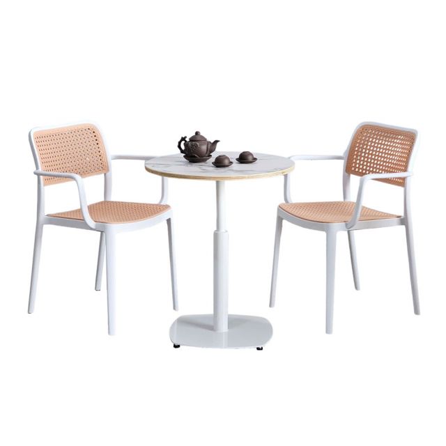 Combo bàn cafe tròn 60cm và 2 ghế nhựa CBCF320