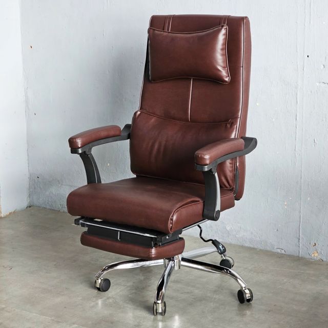 Ghế giám đốc ngả lưng nệm bọc simili màu nâu MFA714N