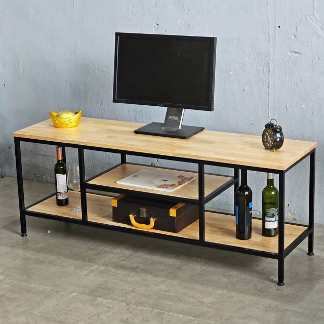 Kệ Tivi ZAME 140cm đơn giản khung sắt gỗ cao su KTV68077