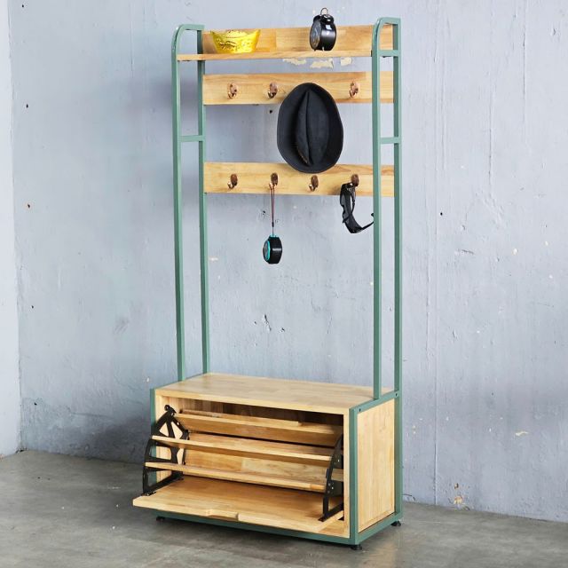 Kệ hành lang 74x35x160cm gỗ cao su KG68084