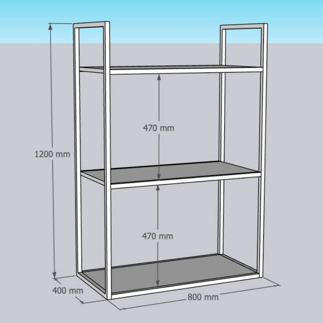 Kệ nhà bếp 3 tầng 80x40x120cm gỗ cao su KB68054