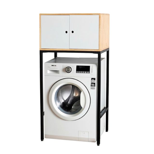 Kệ máy giặt có ngăn tủ 71x60x150cm gỗ cao su KMG68020