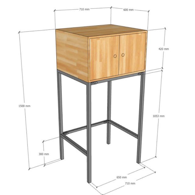 Kệ máy giặt có ngăn tủ 71x60x150cm gỗ cao su KMG68020