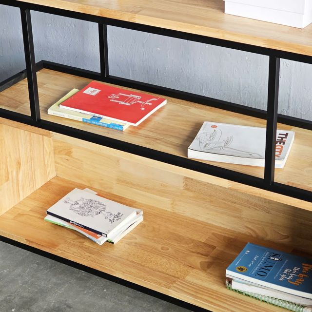 Kệ sách khung sắt 5 tầng gỗ cao su KS68210