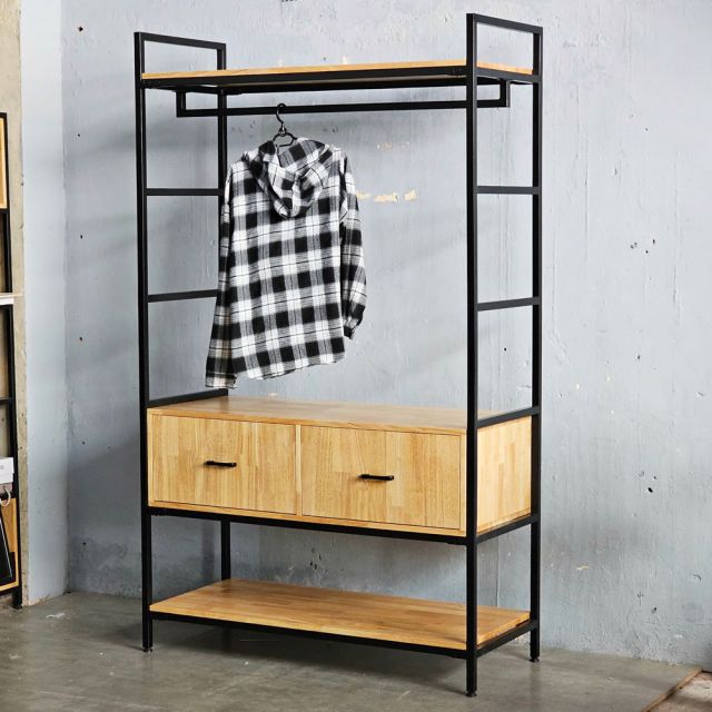 Tủ quần áo 120x50x200cm gỗ cao su KQA68066