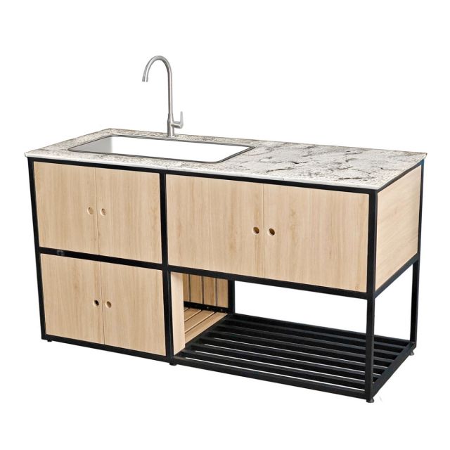 Tủ bếp dưới 150x60x85cm gỗ plywood khung sắt TBD68013