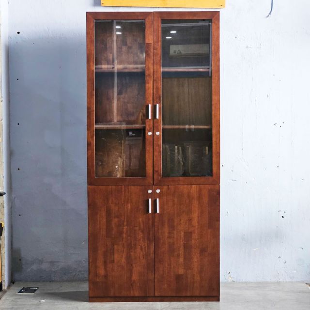 Tủ hồ sơ cửa kính có khóa 100x40x220cm gỗ cao su THS68079