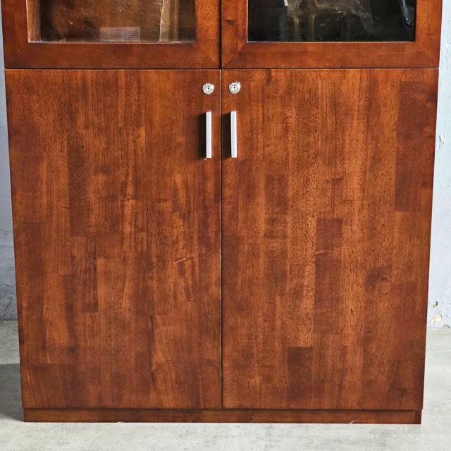 Tủ hồ sơ cửa kính có khóa 100x40x220cm gỗ cao su THS68079