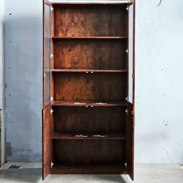 Tủ hồ sơ cửa kính có khóa 100x40x220cm gỗ cao su THS68079