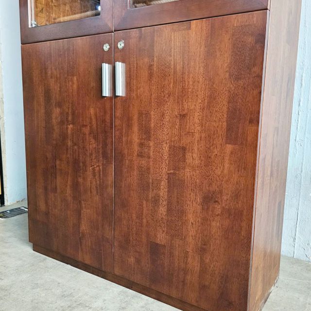 Tủ hồ sơ cửa kính có khóa 100x40x220cm gỗ cao su THS68079