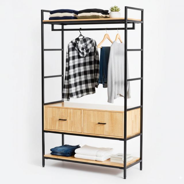 Tủ quần áo 120x50x200cm gỗ cao su KQA68066