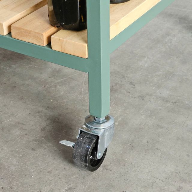 Xe đẩy rượu trà 60x45x85cm khung sắt gỗ cao su KB68055
