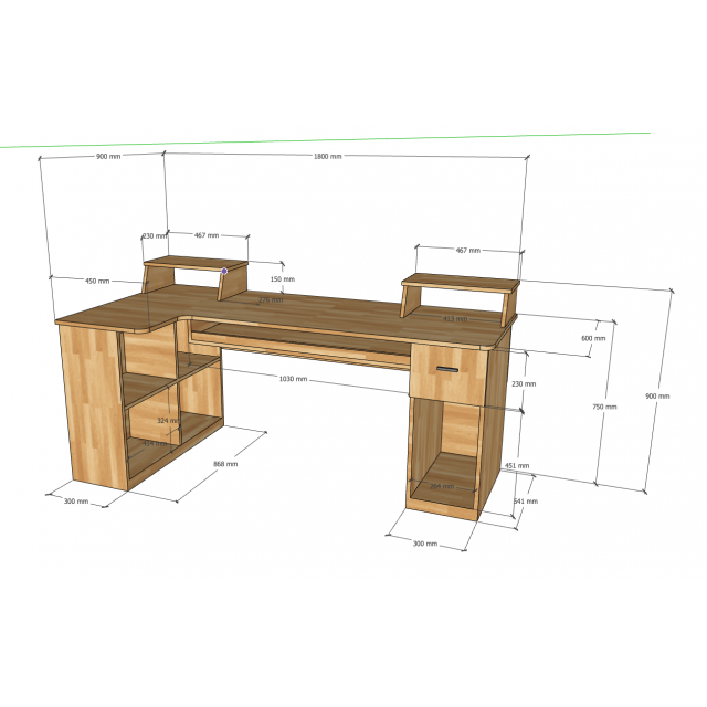 Bàn phòng thu StudioDesk 180x90cm gỗ cao su SD68023