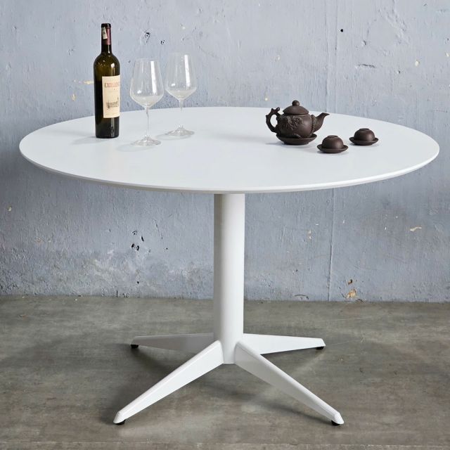 Bàn tròn 120cm gỗ cao su chân sắt BA68220