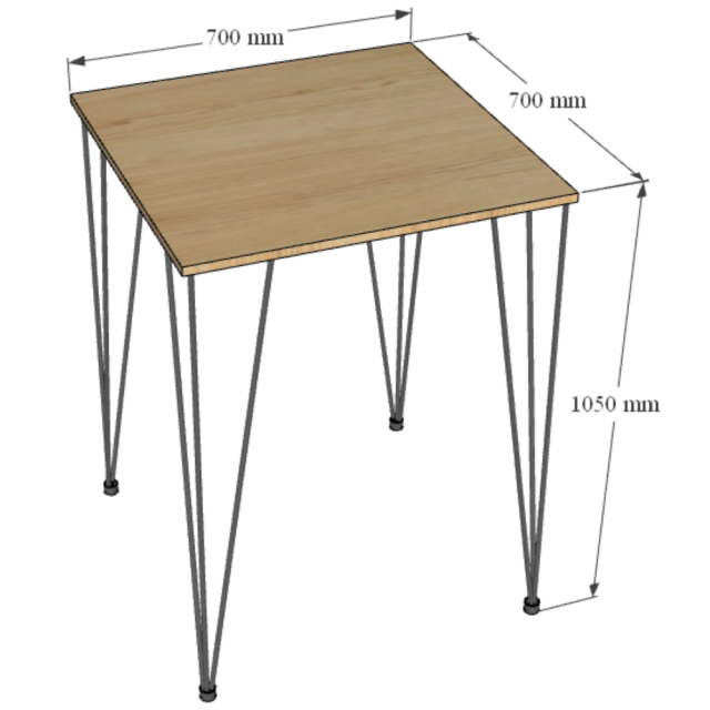 Bàn bar mặt vuông 70x70cm chân sắt Hairpin sơn tĩnh điện BB037