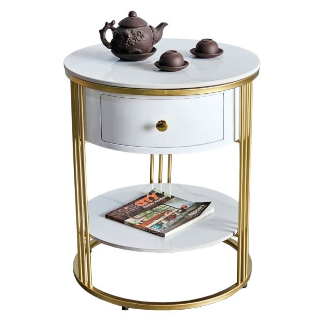 Bàn bên sofa, tab trang trí 2 tầng có hộc tủ SST047