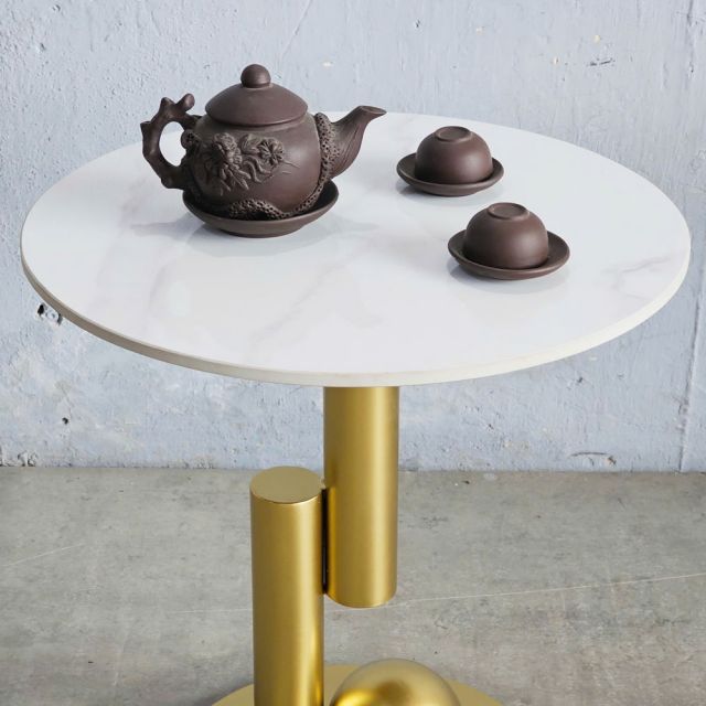 Bàn tab sofa tròn 50x50cm mặt đá ceramic SST032