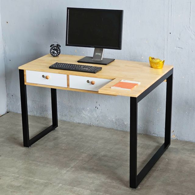 Bàn chữ L có ngăn kéo 120x90cm gỗ cao su CD68037