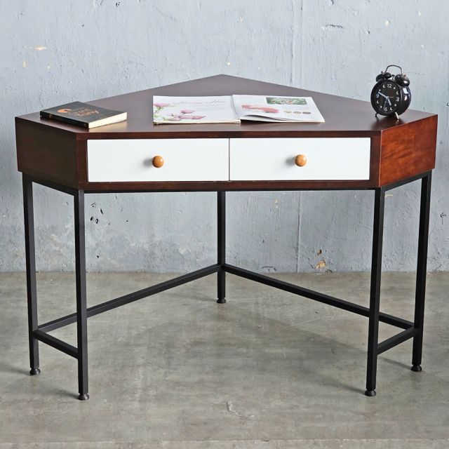 Bàn làm việc góc tường có ngăn kéo 80x80cm gỗ cao su CD68022