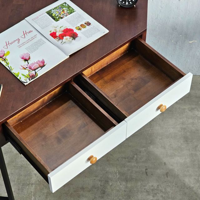 Bàn làm việc góc tường có ngăn kéo 80x80cm gỗ cao su CD68022