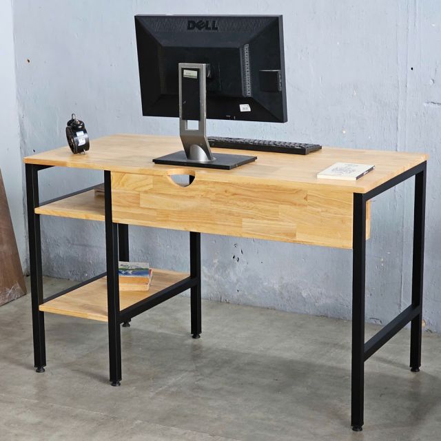Bàn làm việc liền kệ 120x60cm gỗ cao su FD68072