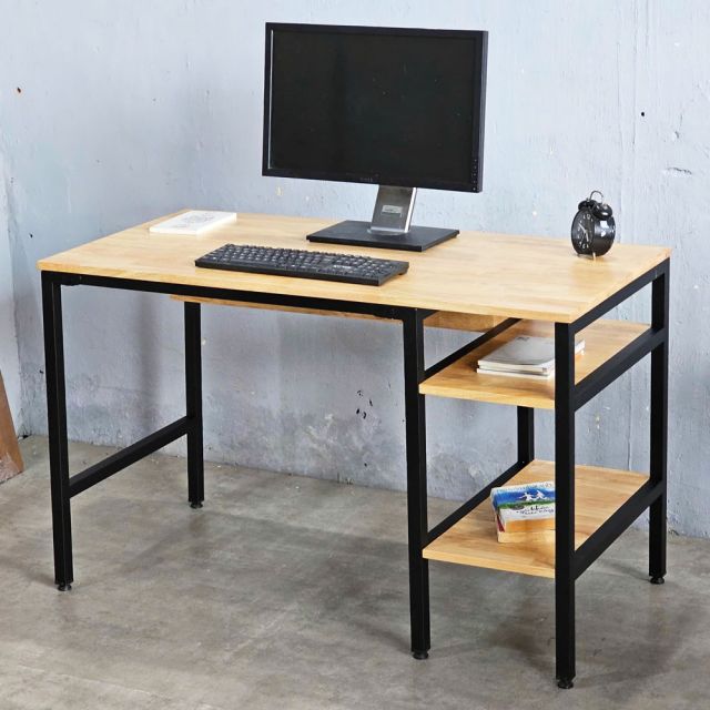 Bàn làm việc liền kệ 120x60cm gỗ cao su FD68072
