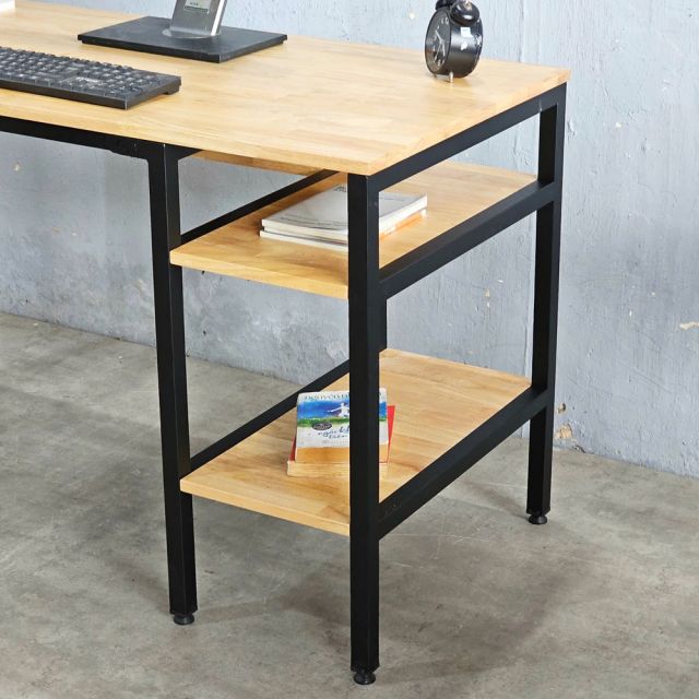 Bàn làm việc liền kệ 120x60cm gỗ cao su FD68072