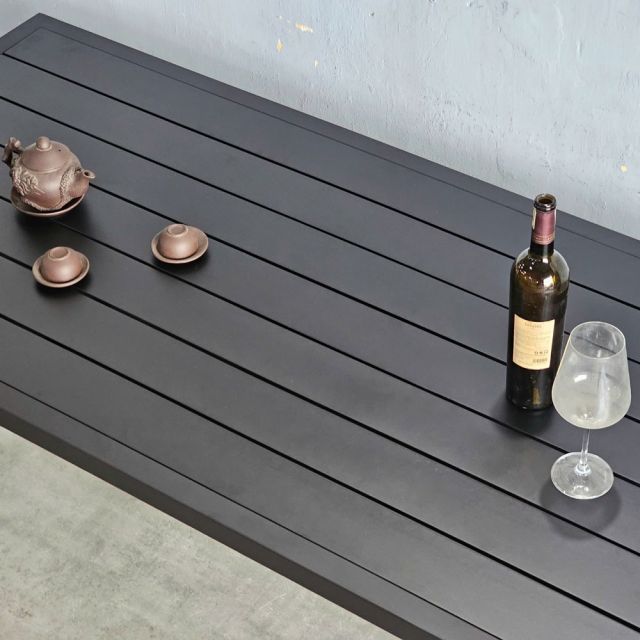 Bàn ngoài trời 180x80cm chân sắt gỗ cao su - BNT003