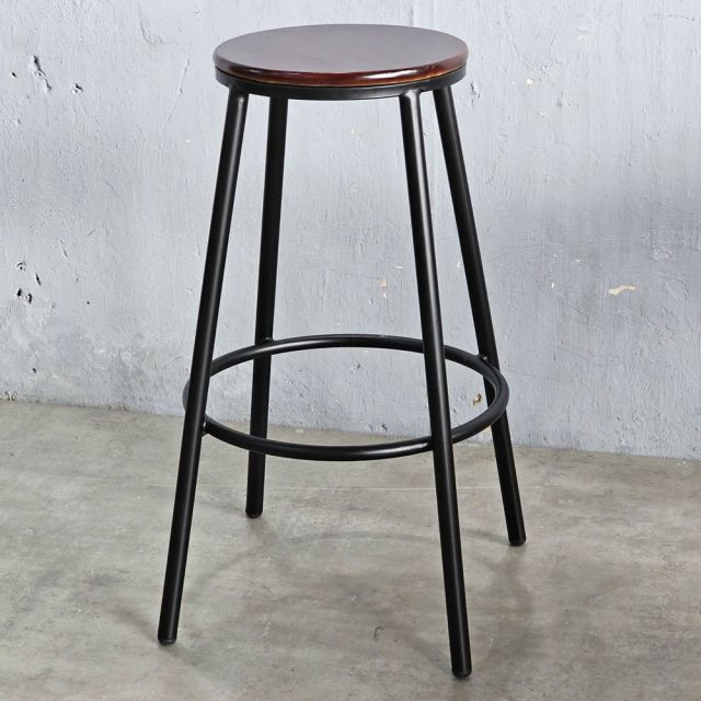 Ghế bar mặt gỗ tròn chân sắt sơn tĩnh điện GBSK021