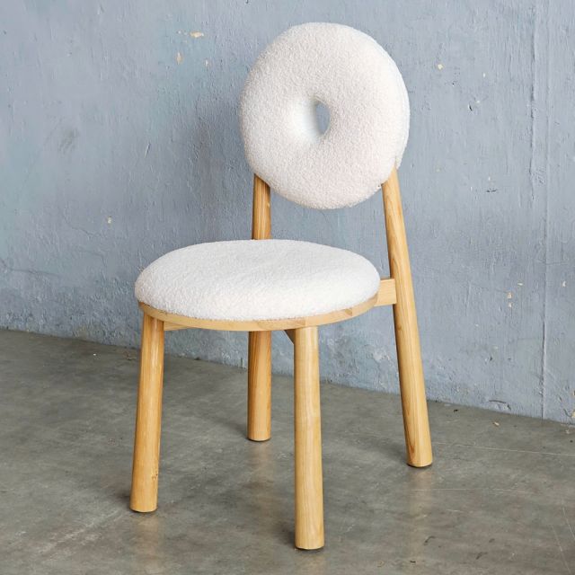 Ghế Donut gỗ Ash vải lông cừu GCF301