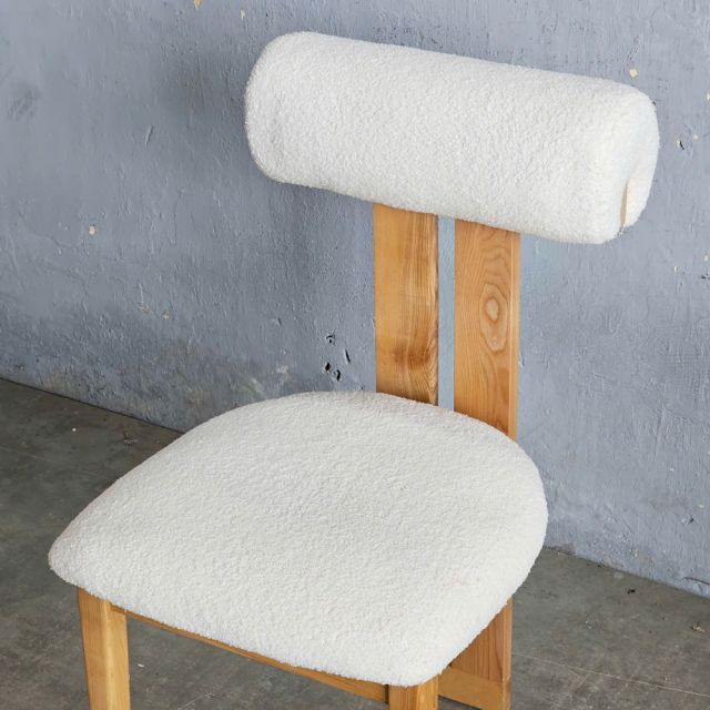 Ghế Hippo gỗ Ash vải lông cừu GCF302