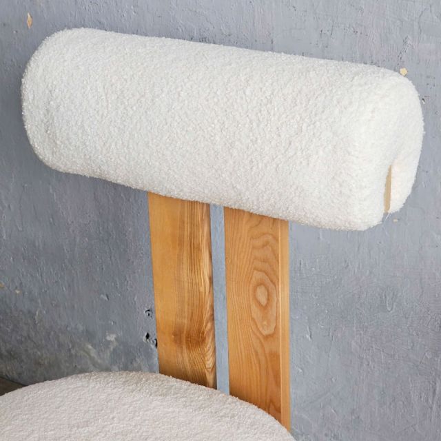 Ghế Hippo gỗ Ash vải lông cừu GCF302