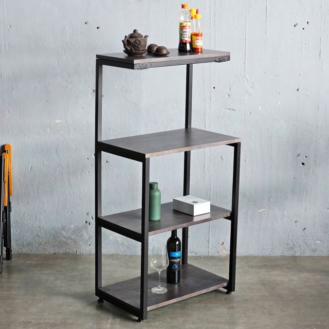 Kệ nhà bếp lắp ráp 70x30x70cm khung sắt gỗ cao su KB68043
