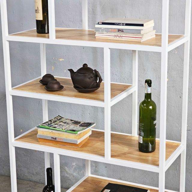 Kệ trang trí gỗ cao su khung sắt 75x32x150(cm)