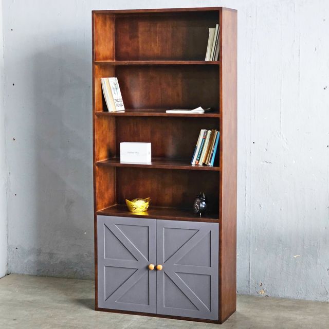 Kệ sách có ngăn tủ 80x30x180cm gỗ cao su KS68311