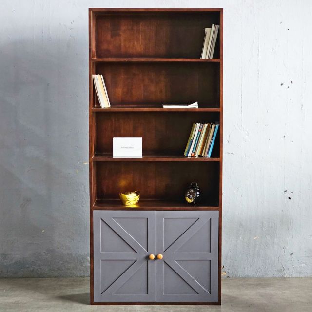 Kệ sách có ngăn tủ 80x30x180cm gỗ cao su KS68311