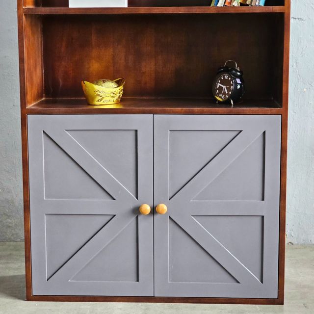 Kệ sách có ngăn tủ 80x30x180cm gỗ cao su KS68311