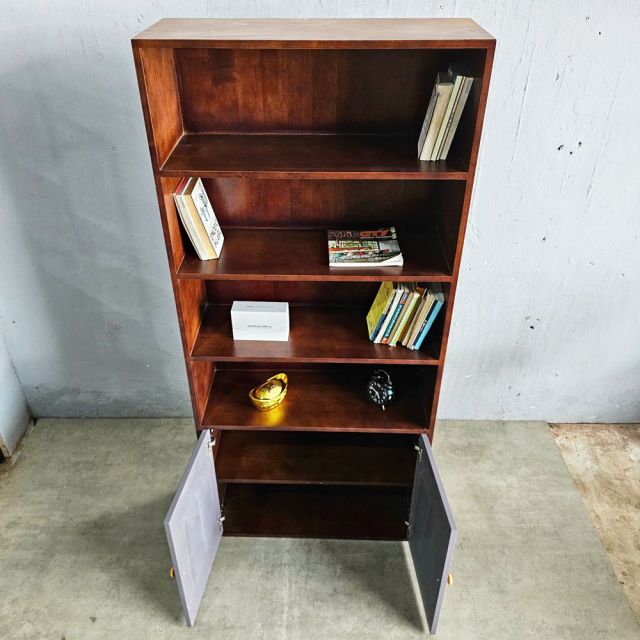 Kệ sách có ngăn tủ 80x30x180cm gỗ cao su KS68311